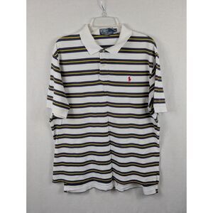 Polo Ralph Lauren Striped Polo Shirt White/Navy/Yellow Men's Size XL